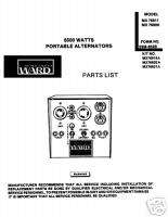 ONAN MONTGOMARY WARD 6.5 KW PORTABLE ALTERNATOR PARTS  