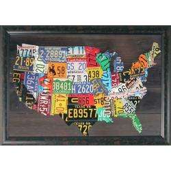 Foster, USA Map Hand embellished Framed Wall Art  