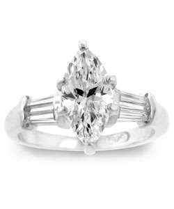 Sterling Silver Marquise CZ Engagement Ring  