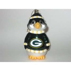GREEN BAY PACKERS 5 1/2 tall and 3 wide Blown Glass Penguin 