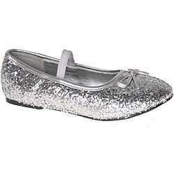 Pleaser Girls Silver Glitter Bow tie Ballet Flats  