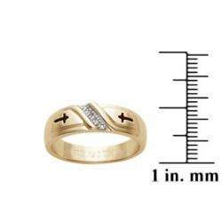 18k Gold over Silver Mens Diamond Accent WITH THIS RING I THEE WED 