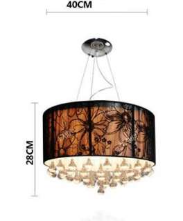 luxurious Black DRUM SHADE chandelier crystal clear Pendant lamp 
