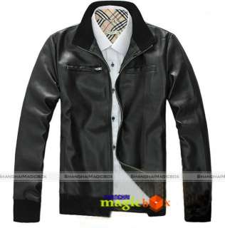   Fit Faux Leather Short Coat Motorcycle Jacket Black MCOAT063  