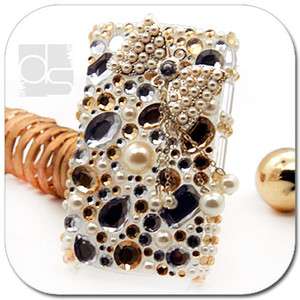 Bling Gold Crystal Gems Hard Skin Back Case For Blackberry Curve 8520 