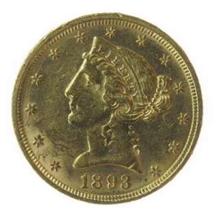 1893 US MINT LIBERTY HEAD $5.00 GOLD COIN  