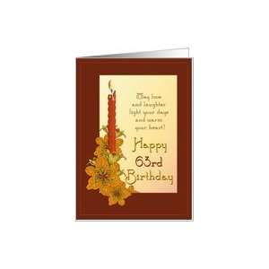    Happy 63rd Birthday Tiger Lily Red Candle Card Toys & Games
