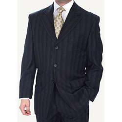 Ferrecci Mens Blue Striped Three button Suit  