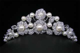 Wedding/Bridal crystal veil tiara crown headband CR209  