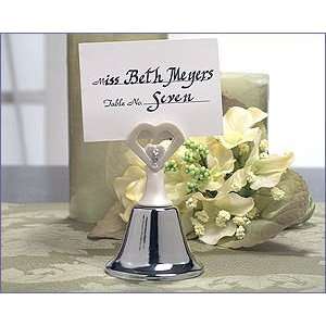  White Finish Open Heart Wedding Bell/Place Card Holder 