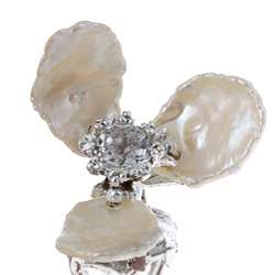Tacori Bridal Evening Silver Keshi Pearl and White Topaz Hairpin 
