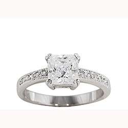 14k White Goldplated Princess CZ Bridal inspired Ring  
