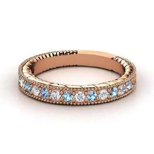  Victoria Band, 18K Rose Gold Ring with Blue Topaz 