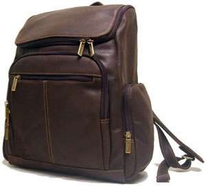 Le Donne Distressed Leather Computer Laptop Backpack Handbag Chocolate 