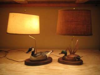   Vintage Wooden Duck Lamps The Decoy Shop Freeport, Maine Signed  