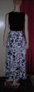 Dana Buchman Navy Blue & White Silk Long Skirt 2 NWT  