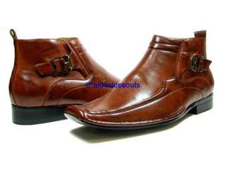 Mens Brown D ALDO Buckle Design Ankle High Boots Shoes  