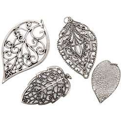   Delphines Filigree Leaves Metal Charms (Pack of 4)  