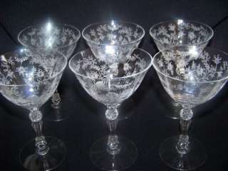   Fostoria Chintz Champagne Saucer 5 1/8 Etched Crystal Stemware Glass
