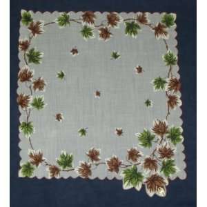  Vintage Ladies Handkerchief Brown And Green Ivy 