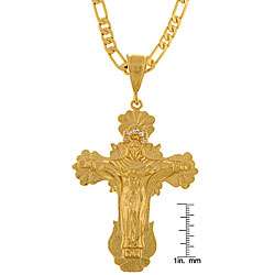14k Gold Overlay Crucifix CZ HipHop Necklace  