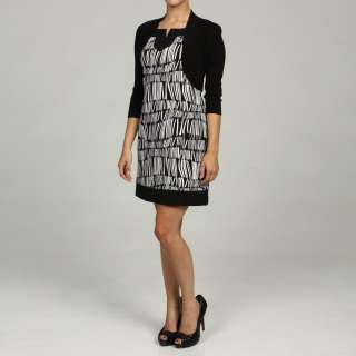 Jessica Howard Womens Petite 2 Piece Black/Ivory Dress   