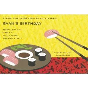  Sushi Plate, Custom Personalized Adult Parties Invitation 