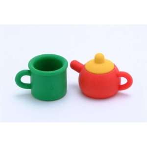  Tea Cup & Kettle Kitchen Japanese Erasers. 2 Pack. Toys 