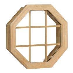 Century Unfinished Wood Fixed Clear Single Pane Glass Octagon Window 