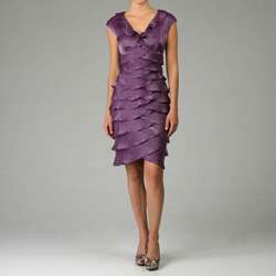 London Times Womens Purple Shutter Pleat Dress  
