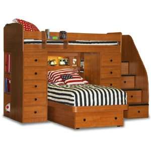   Twin Platform Bed with 2 Chest and Stairs Bunk Bed