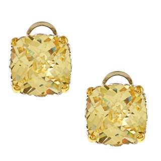   Two tone Canary Yellow Cubic Zirconia Stud Earrings  