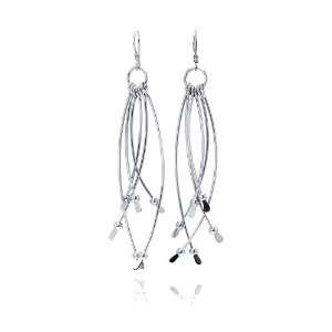   Silver Earrings 5 Cross Crossed Wire Earrings 3 Inches Long Jewelry