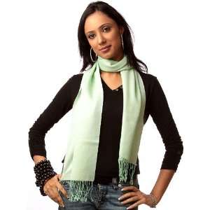 Gleam Green Silk Pashmina Scarf from Nepal   70% Pashmina Wool with 30 
