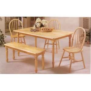  Natural Finish Farm House Solid Wood Table/Spindle Chr 