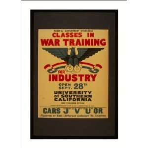  WPA Poster (M) Federal government sponsored classes in war 