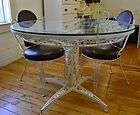 vintage woodard ornate round glass top garden patio table 2
