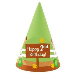  Barnyard 2nd Birthday Cone Hats (8) Party Supplies Toys & Games