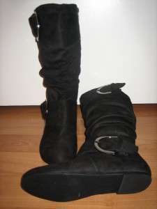 Suede Slouch Buckle Dress Flat Knee High Boots ALL Sz  DATA 80
