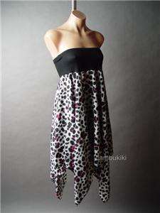 TRAPEZE Leopard Animal Print Handkerchief Hem Dress S  