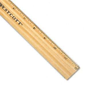   Wood Ruler with TwDouble Brass Edges, 12, Clear Lacquer Finish