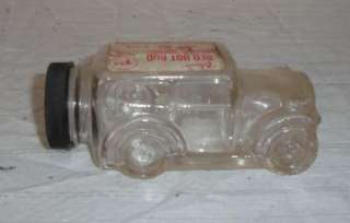 VINTAGE GLASS RED HOT ROD CANDY CONTAINER ORIGINAL LABEL  