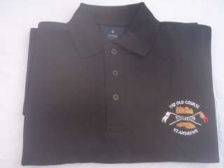 SCOTLAND GOLF POLO SHIRT BLACK OLD COURSE ST ANDREWS  