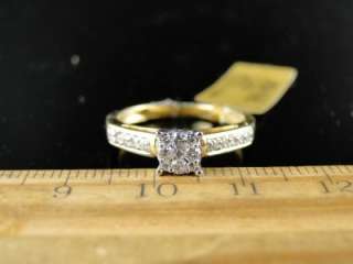  TWO TONED GOLD CLUSTER ROUND CUT DIAMOND BRIDAL ENGAGEMENT CARA RING