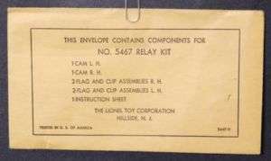 Lionel 5467 11 relay kit components envelope  