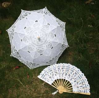 Multi colors&sets choice lace parasol umbrella&hand fan for wedding 
