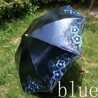 NEW Embroidery Lace Anti UV Parasol Folding PU Umbrella  