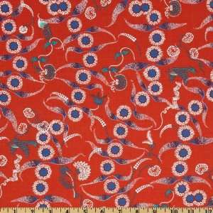  44 Wide Cosmos Ruby Vermillion Fabric By The Yard Arts 