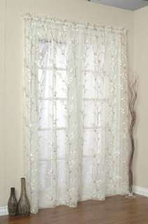 Venice White Embroidered Sheer Curtain Curtains Pairs  