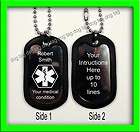 MEDICAL ID PERSONALIZED STAINLESS STEEL DOG TAG + CHAIN